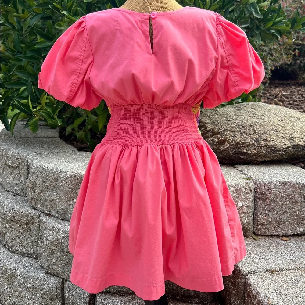 Peek Pink Cotton Blend Puff Sleeve Dress - Picture 3 of 6